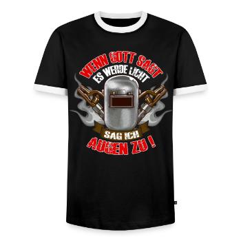 Schweisser Elektro Schweißen Metall Lustig Spruch - Männer Kontrast-T-Shirt - Schwarz/Weiß - Vorne - AI Model Female 172 light (172cm) & AI Model Male 178 light (178cm)