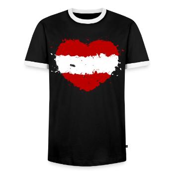 Österreich Herz Flagge Rot Weiß Rot Heimat - Männer Kontrast-T-Shirt - Schwarz/Weiß - Vorne - AI Model Female 172 light (172cm) & AI Model Male 178 light (178cm)