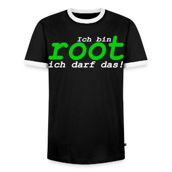 Ich bin root ich darf das - Männer Kontrast-T-Shirt - Schwarz/Weiß - Vorne - AI Model Female 172 light (172cm) & AI Model Male 178 light (178cm)