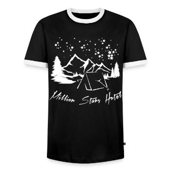 Million Stars Hotel - Men's Ringer Shirt - black/white - Front - AI Model Female 172 light (172cm) & AI Model Male 178 light (178cm)