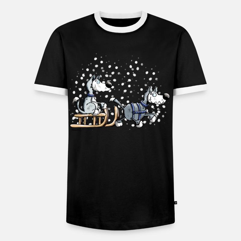 Huskies in the snow - Men's Ringer Shirt - black/white