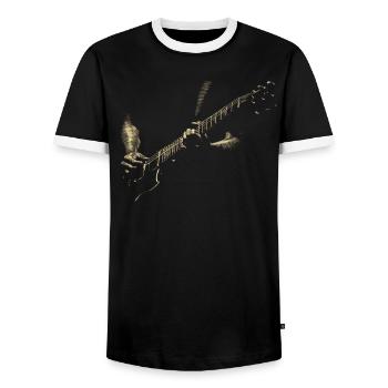 Guitarist - Men's Ringer Shirt - black/white - Front - AI Model Female 172 light (172cm) & AI Model Male 178 light (178cm)