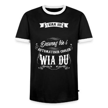 I KIMM OUT "PERSONALIZED" DESIGN BIN I ... - Men's Ringer Shirt - black/white - Front - AI Model Female 172 light (172cm) & AI Model Male 178 light (178cm)