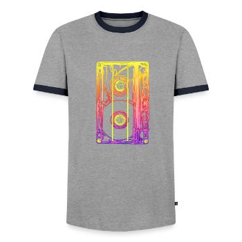 80er Party - Männer Kontrast-T-Shirt - Grau/Navy  - Vorne - AI Model Female 172 light (172cm) & AI Model Male 178 light (178cm)