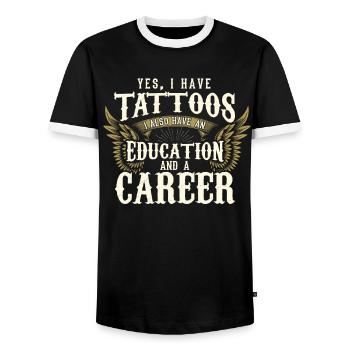Tattoo Tattoos Tattooed tattoo tattoo artist - Men's Ringer Shirt - black/white - Front - AI Model Female 172 light (172cm) & AI Model Male 178 light (178cm)