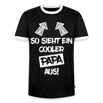 So sieht ein cooler Papa aus - Männer Kontrast-T-Shirt - Schwarz/Weiß - Vorne - AI Model Female 172 light (172cm) & AI Model Male 178 light (178cm)