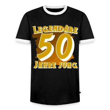 50 Geburtstag - Männer Kontrast-T-Shirt - Schwarz/Weiß - Vorne - AI Model Female 172 light (172cm) & AI Model Male 178 light (178cm)