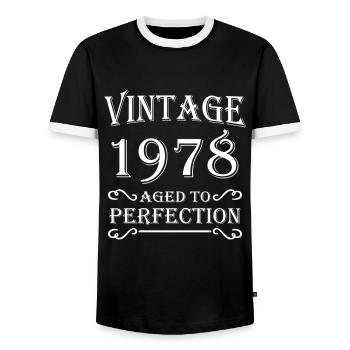 Vintage 1978 - Aged to perfection - Männer Kontrast-T-Shirt - Schwarz/Weiß - Vorne - AI Model Female 172 light (172cm) & AI Model Male 178 light (178cm)