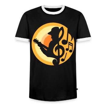 Gitarren-Spieler - Männer Kontrast-T-Shirt - Schwarz/Weiß - Vorne - AI Model Female 172 light (172cm) & AI Model Male 178 light (178cm)