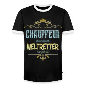 Chauffeur Weltretter - Männer Kontrast-T-Shirt - Schwarz/Weiß - Vorne - AI Model Female 172 light (172cm) & AI Model Male 178 light (178cm)