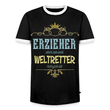 Erzieher Weltretter - Männer Kontrast-T-Shirt - Schwarz/Weiß - Vorne - AI Model Female 172 light (172cm) & AI Model Male 178 light (178cm)