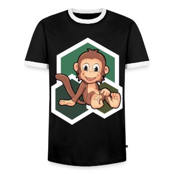 Singe mignon - T-shirt contrasté Homme - noir/blanc - Devant - AI Model Female 172 light (172cm) & AI Model Male 178 light (178cm)