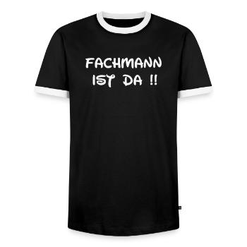 Sprüche,Spruch,Lustig,Arbeit,Spaß,humor,lustige - Männer Kontrast-T-Shirt - Schwarz/Weiß - Vorne - AI Model Female 172 light (172cm) & AI Model Male 178 light (178cm)
