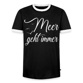 The sea always works - Men's Ringer Shirt - black/white - Front - AI Model Female 172 light (172cm) & AI Model Male 178 light (178cm)