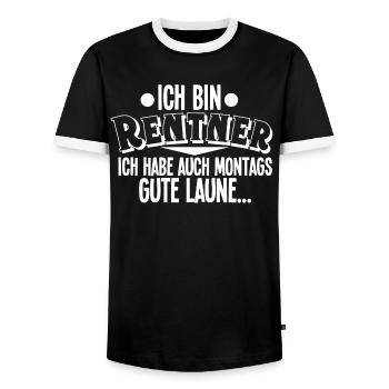 Rentner - Männer Kontrast-T-Shirt - Schwarz/Weiß - Vorne - AI Model Female 172 light (172cm) & AI Model Male 178 light (178cm)