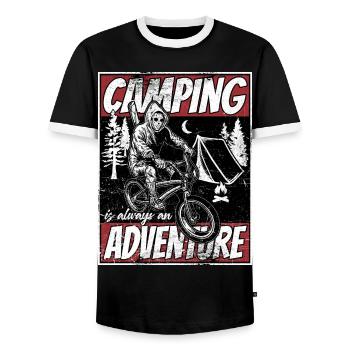 Camping adventure - Men's Ringer Shirt - black/white - Front - AI Model Female 172 light (172cm) & AI Model Male 178 light (178cm)