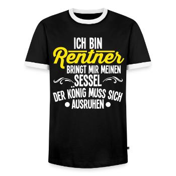 Rentner - Männer Kontrast-T-Shirt - Schwarz/Weiß - Vorne - AI Model Female 172 light (172cm) & AI Model Male 178 light (178cm)