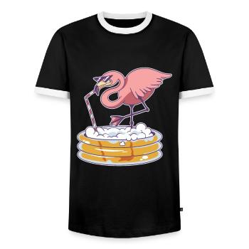 Flamingo Pool - Männer Kontrast-T-Shirt - Schwarz/Weiß - Vorne - AI Model Female 172 light (172cm) & AI Model Male 178 light (178cm)