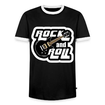 Rock and Roll music music style musician * - Men's Ringer Shirt - black/white - Front - AI Model Female 172 light (172cm) & AI Model Male 178 light (178cm)