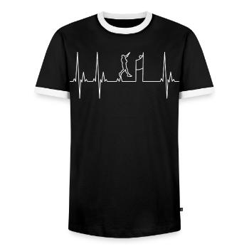Elektrokardiogramm Volleyball - Männer Kontrast-T-Shirt - Schwarz/Weiß - Vorne - AI Model Female 172 light (172cm) & AI Model Male 178 light (178cm)