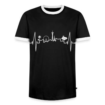 Las Vegas skyline heartbeat Nevada USA Poker - Men's Ringer Shirt - black/white - Front - AI Model Female 172 light (172cm) & AI Model Male 178 light (178cm)