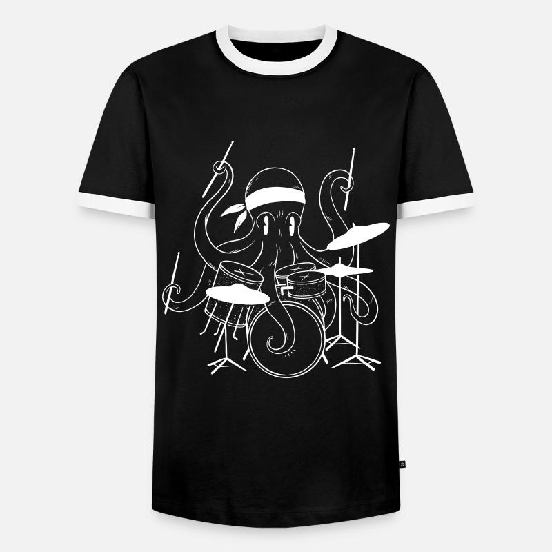 Octopus Drums - Men's Ringer Shirt - black/white