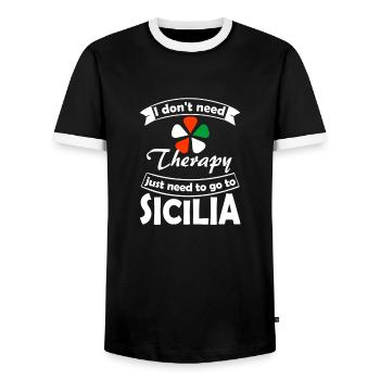 La Sicile - T-shirt contrasté Homme - noir/blanc - Devant - AI Model Female 172 light (172cm) & AI Model Male 178 light (178cm)