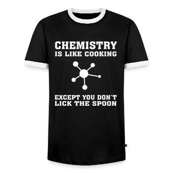 Ingénieur chimiste drôle, la chimie est comme la cuisine - T-shirt contrasté Homme - noir/blanc - Devant - AI Model Female 172 light (172cm) & AI Model Male 178 light (178cm)