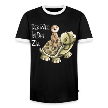 Der Weg ist das Ziel Faultier Mit Schildkröte - Männer Kontrast-T-Shirt - Schwarz/Weiß - Vorne - AI Model Female 172 light (172cm) & AI Model Male 178 light (178cm)