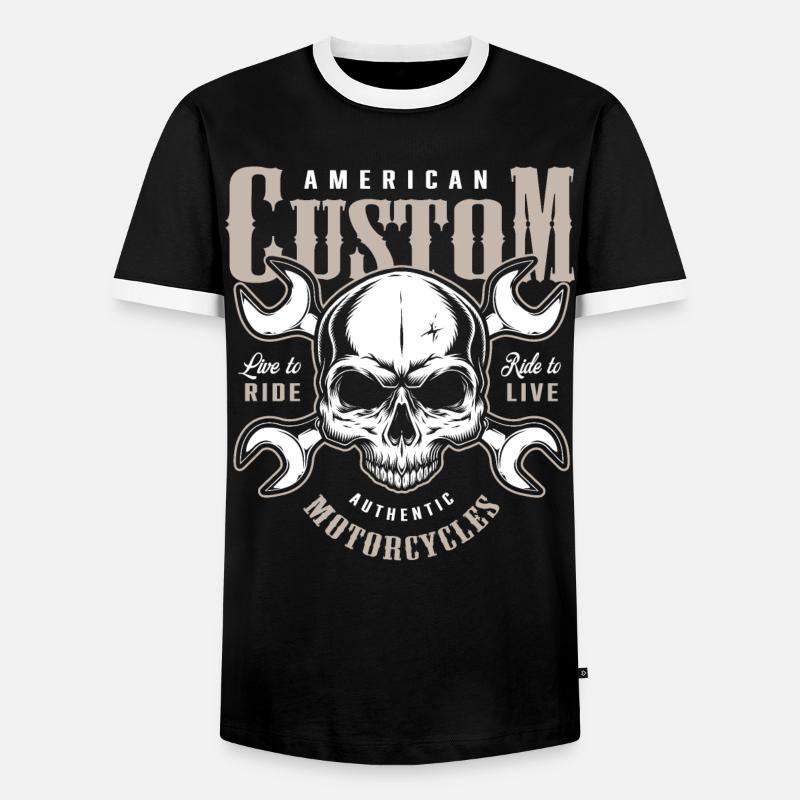 custom motorcycles biker - Men's Ringer Shirt - black/white