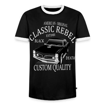 American Classic Rebell - Männer Kontrast-T-Shirt - Schwarz/Weiß - Vorne - AI Model Female 172 light (172cm) & AI Model Male 178 light (178cm)