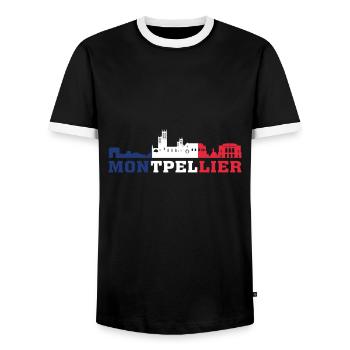 Montpellier City Skyline France Landmark Map - T-shirt contrasté Homme - noir/blanc - Devant - AI Model Female 172 light (172cm) & AI Model Male 178 light (178cm)