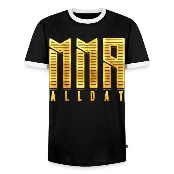 MMA - Kampfsport - mixed martial arts - Männer Kontrast-T-Shirt - Schwarz/Weiß - Vorne - AI Model Female 172 light (172cm) & AI Model Male 178 light (178cm)