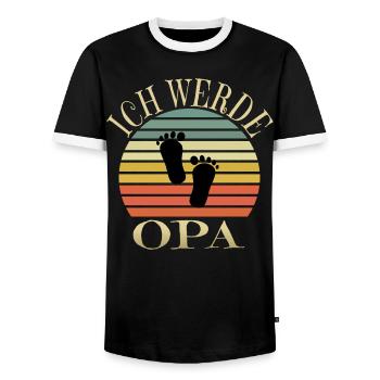 I will be grandpa - Men's Ringer Shirt - black/white - Front - AI Model Female 172 light (172cm) & AI Model Male 178 light (178cm)