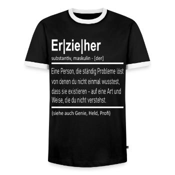 Erzieher Erziehung - Männer Kontrast-T-Shirt - Schwarz/Weiß - Vorne - AI Model Female 172 light (172cm) & AI Model Male 178 light (178cm)