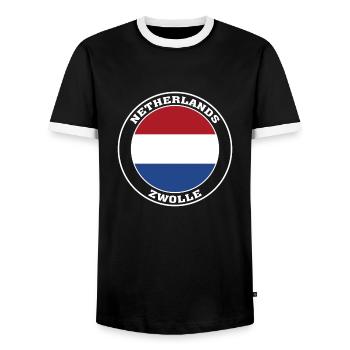 Zwolle Netherlands Flag Zwolle Holland - Men's Ringer Shirt - black/white - Front - AI Model Female 172 light (172cm) & AI Model Male 178 light (178cm)