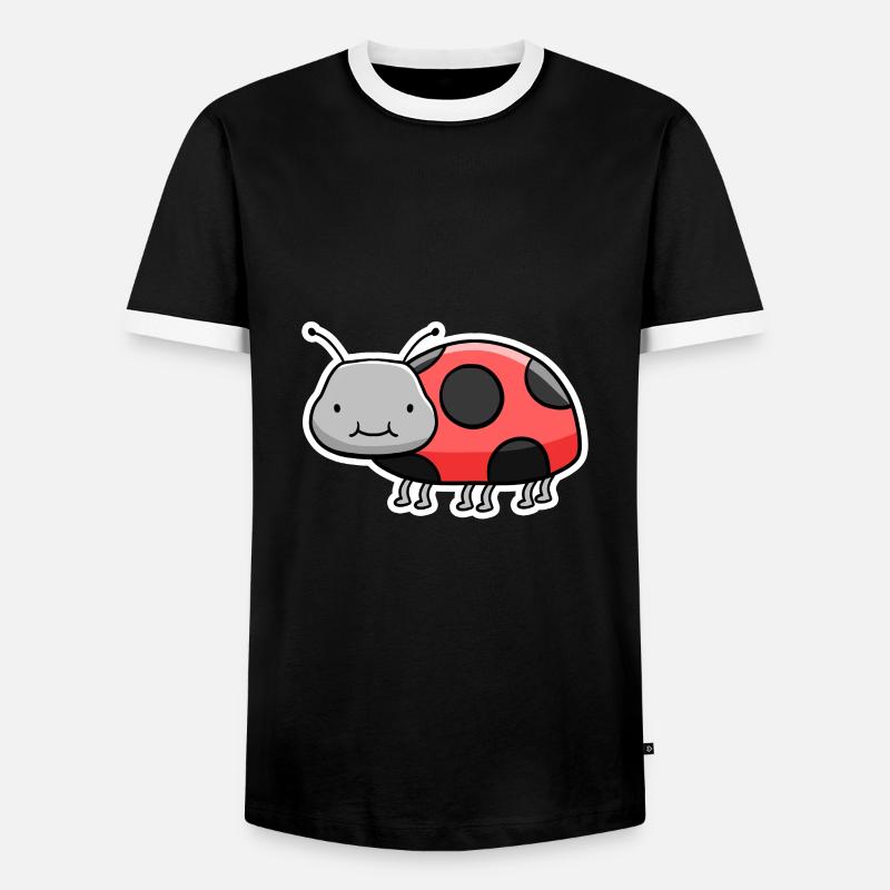 Cuddly Ladybug Cartoon - Men's Ringer Shirt - black/white
