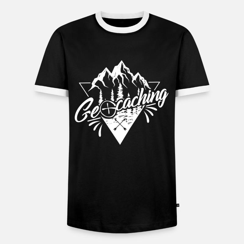 Geocaching - Männer Kontrast-T-Shirt - Schwarz/Weiß