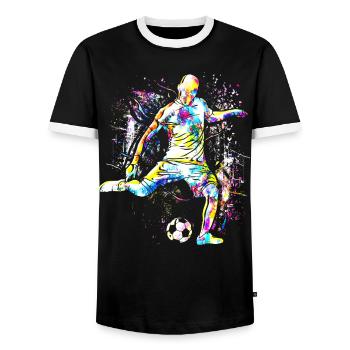 Football - Joueur de football Cristiano - Coloré - T-shirt contrasté Homme - noir/blanc - Devant - AI Model Female 172 light (172cm) & AI Model Male 178 light (178cm)