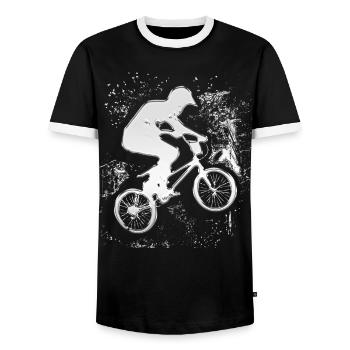 BMX Chrome | BMX argent | Vélo BMX | Vélo BMX - T-shirt contrasté Homme - noir/blanc - Devant - AI Model Female 172 light (172cm) & AI Model Male 178 light (178cm)