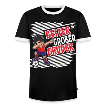 Bester Großer Bruder.. Fußball Dabbing - Männer Kontrast-T-Shirt - Schwarz/Weiß - Vorne - AI Model Female 172 light (172cm) & AI Model Male 178 light (178cm)