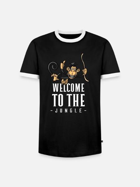 Jungle Monkey Welcome Design - Men's Ringer Shirt - black/white