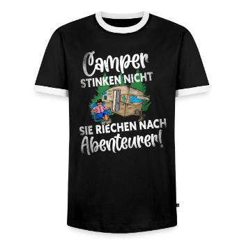 Camper Camping Lustiger Spruch - Männer Kontrast-T-Shirt - Schwarz/Weiß - Vorne - AI Model Female 172 light (172cm) & AI Model Male 178 light (178cm)