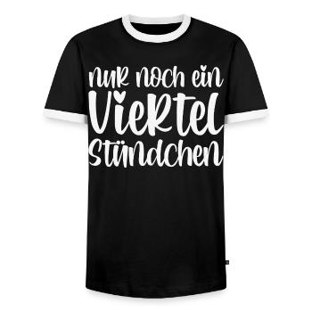 Nur Noch Ein Viertel Stündchen - Männer Kontrast-T-Shirt - Schwarz/Weiß - Vorne - AI Model Female 172 light (172cm) & AI Model Male 178 light (178cm)