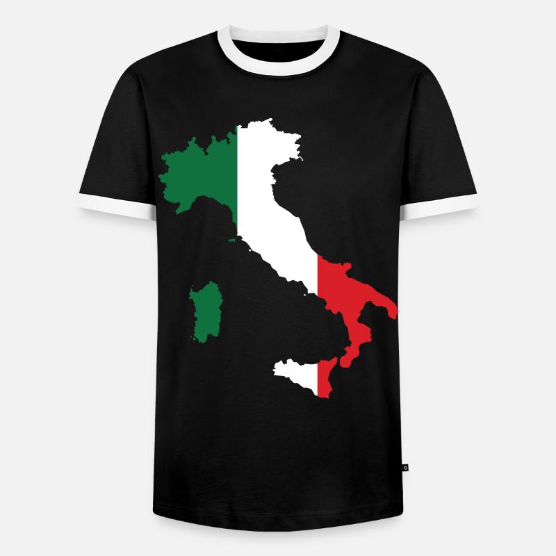 Italy Flag Map - Men's Ringer Shirt - black/white