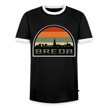 Breda Niederlande Skyline Silhouette Niederländische Flagge - Männer Kontrast-T-Shirt - Schwarz/Weiß - Vorne - AI Model Female 172 light (172cm) & AI Model Male 178 light (178cm)