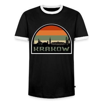 Cracovie Pologne Skyline Voyage Drapeau Polonais Souvenirs - T-shirt contrasté Homme - noir/blanc - Devant - AI Model Female 172 light (172cm) & AI Model Male 178 light (178cm)