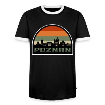 Poznan Pologne Skyline Voyage Drapeau Polonais Souvenirs - T-shirt contrasté Homme - noir/blanc - Devant - AI Model Female 172 light (172cm) & AI Model Male 178 light (178cm)