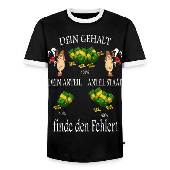 Finde den Fehler ! - Männer Kontrast-T-Shirt - Schwarz/Weiß - Vorne - AI Model Female 172 light (172cm) & AI Model Male 178 light (178cm)