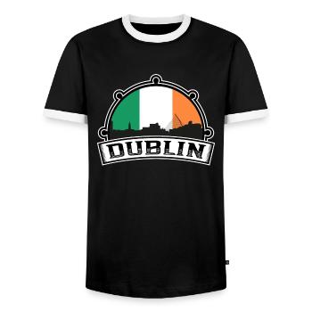 Dublin Irlande Skyline Voyage Souvenir drapeau irlandais - T-shirt contrasté Homme - noir/blanc - Devant - AI Model Female 172 light (172cm) & AI Model Male 178 light (178cm)